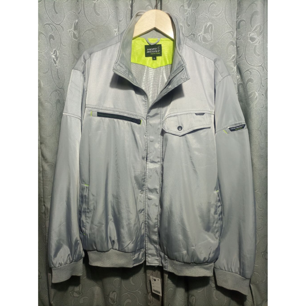 Jaket Heat Assist Warm Light Original_Jaket Bomber Tracktop Heat Assist_Light Grey_Size 4L/Setara XL