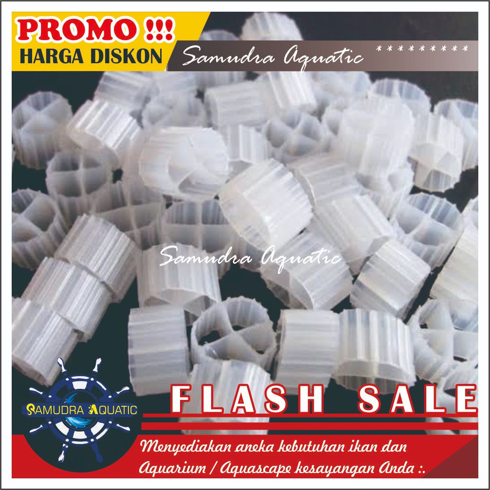 KALDNES (1 Kantong / 100 Biji), Kaldnes Media Filter Aquarium Aquascape, Media Filter Kolam