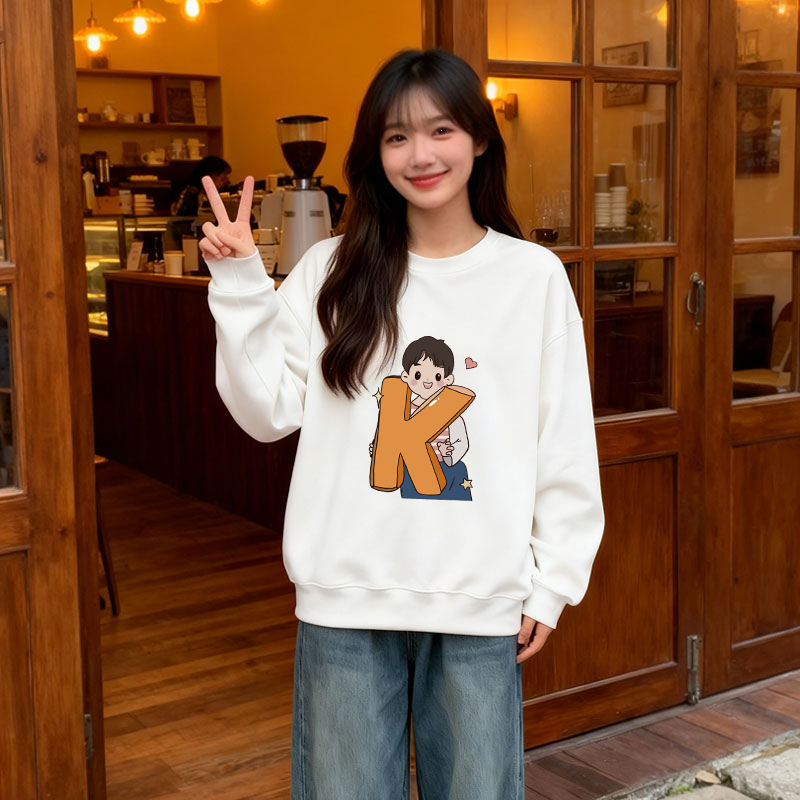 Sweater   Korea Cetakan Kartun Cowok Korea K | Oversize Lucu | 100% Cotton