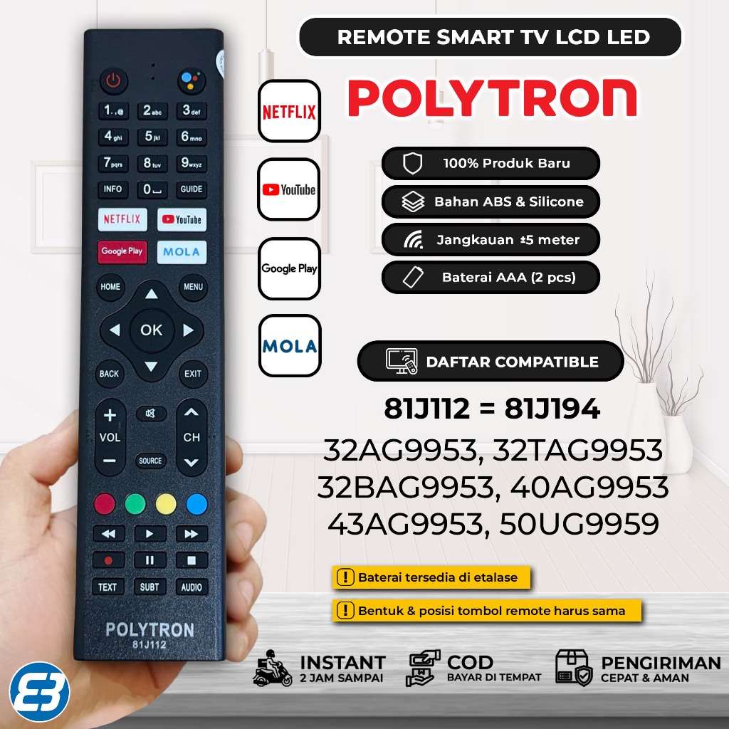 Voice / non Voice Remot Remote Android TV POLYTRON Smart 81J112 81J194 81J273 81J960
