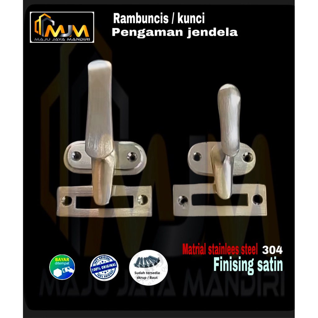 Grendel Jendela / Grendel Pintu / Rambuncis Grendel Slot Kunci Jendela Kuningan Satin