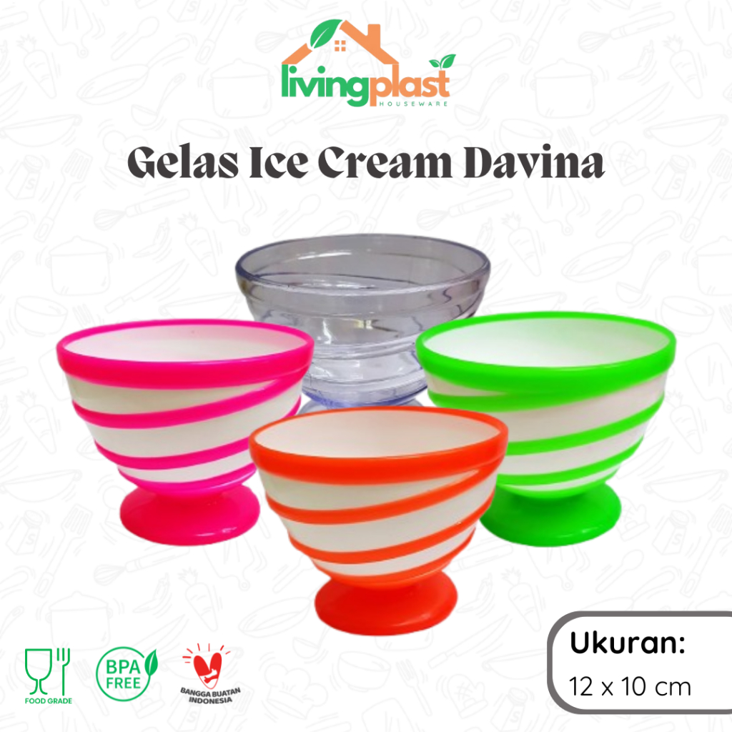 Gelas Ice Cream Davina / Gelas Es Campur / Mangkok Es Teler / Gelas Es Buah Crystal Plastik