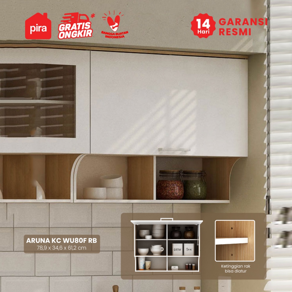PIRA METROPOLIS OX -  ARUNA KC WU80F RB Rak Dapur / Rak Gantung Dapur / Kitchen Set Atas 2 Pintu Fli