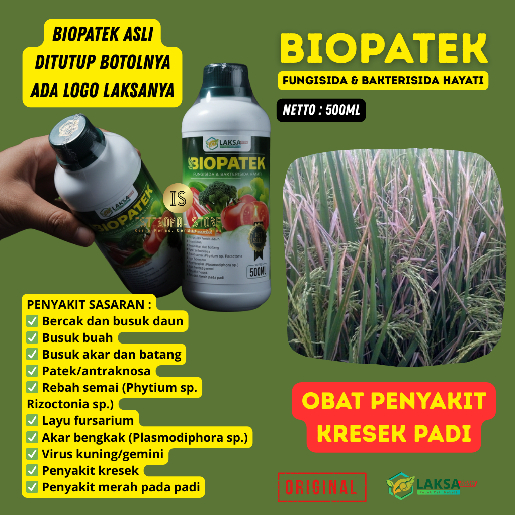 BIOPATEK Fungisida Hayati Obat Hama Penyakit Kresek pada Padi - Obat Padi Kresek Paling Ampuh - Obat