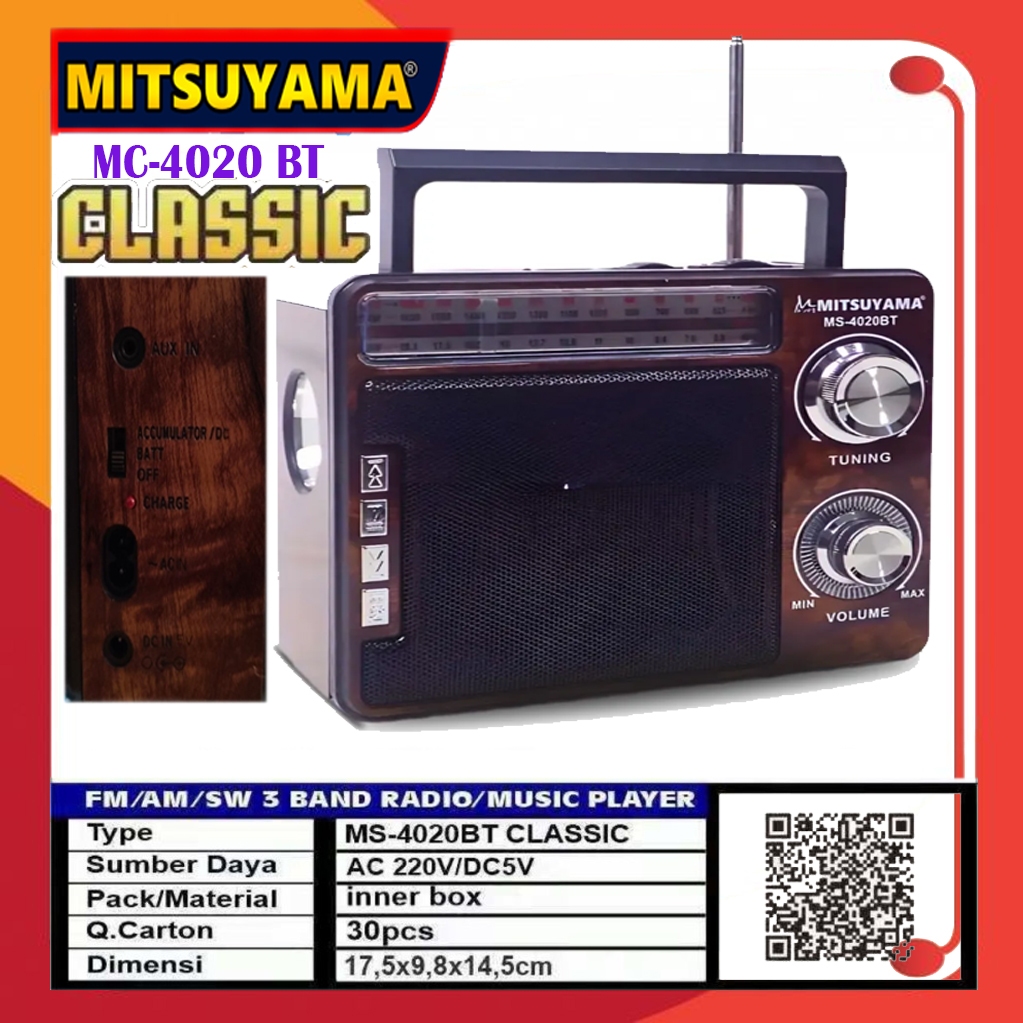 Speaker Radio Bluetooth MS 4020 BT Classic Mitsuyama speaker mini Bluetooth Radio Portable