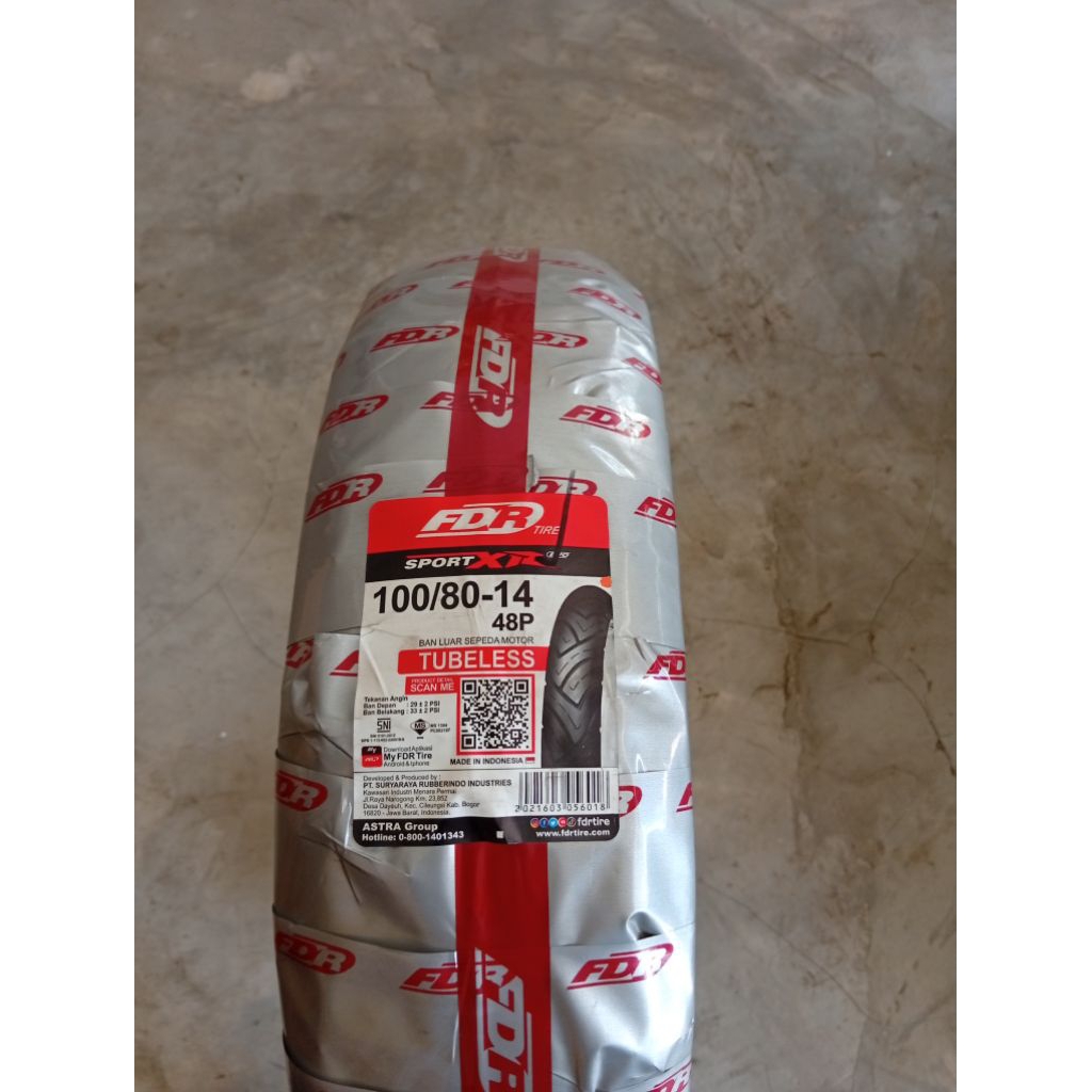 BAN TUBLESS FDR SPORT XR 100/80 RING 14