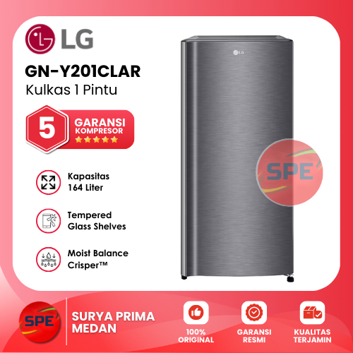 KULKAS 1 PINTU LG KAPASITAS 164 LITER GN-Y201CLAR / GNY201CLAR GARANSI RESMI (MEDAN)
