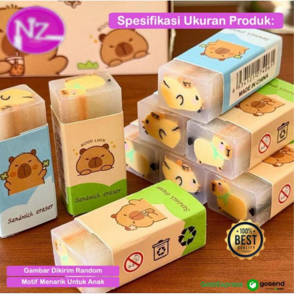 Penghapus Karakter Lucu Anak Penghapus Koreksi Pensil Karakter Capybara Souvernir Lucu Alat Tulis Se
