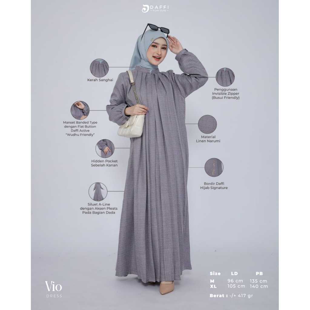 Dress Daffi Vio Series dress gamis busui friendly wudhu friendly ORI Daffi