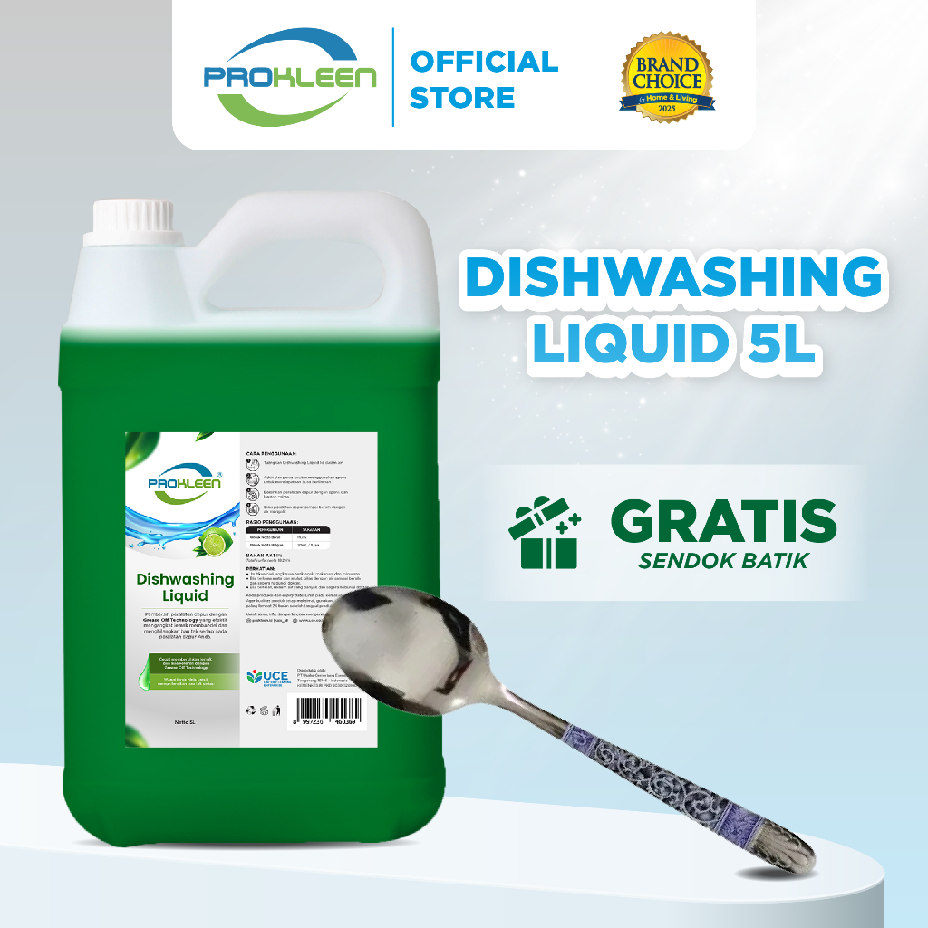 [FREE GIFT] Sabun Cuci Piring PROKLEEN 5L + FREE Sendok Batik