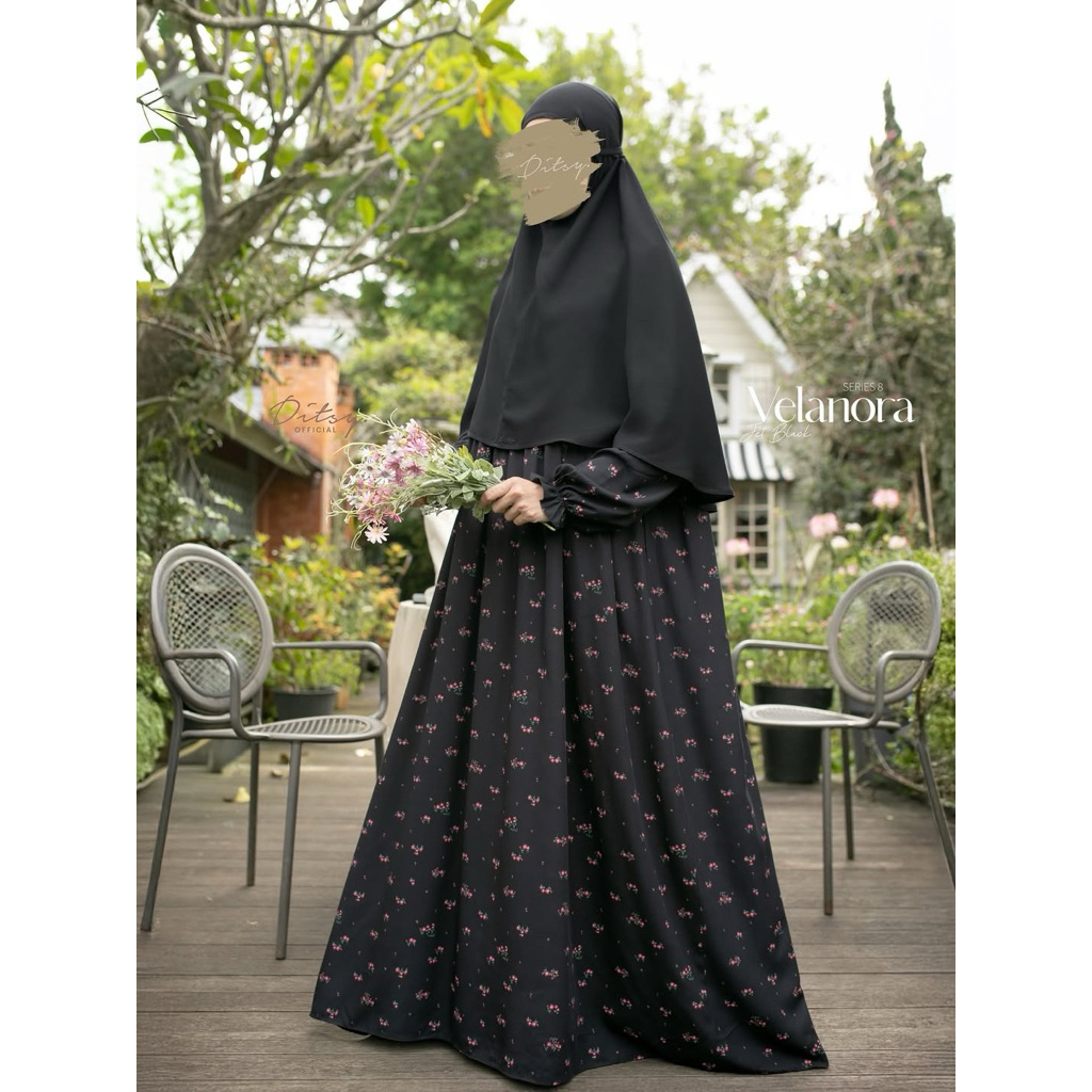 READY Ditsy Nightgown Desember 2025 || Velanora Jetblack Isleen Navy Pale Khaki size S M Gamis Dewas