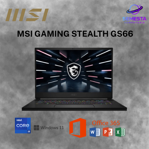 MSI GAMING STEALTH GS66 CORE i9 GEN 12 RAM 32GB | SSD 1TB | RTX 3070 TI 8GB | 15 INCH  360Hz LIKE NE