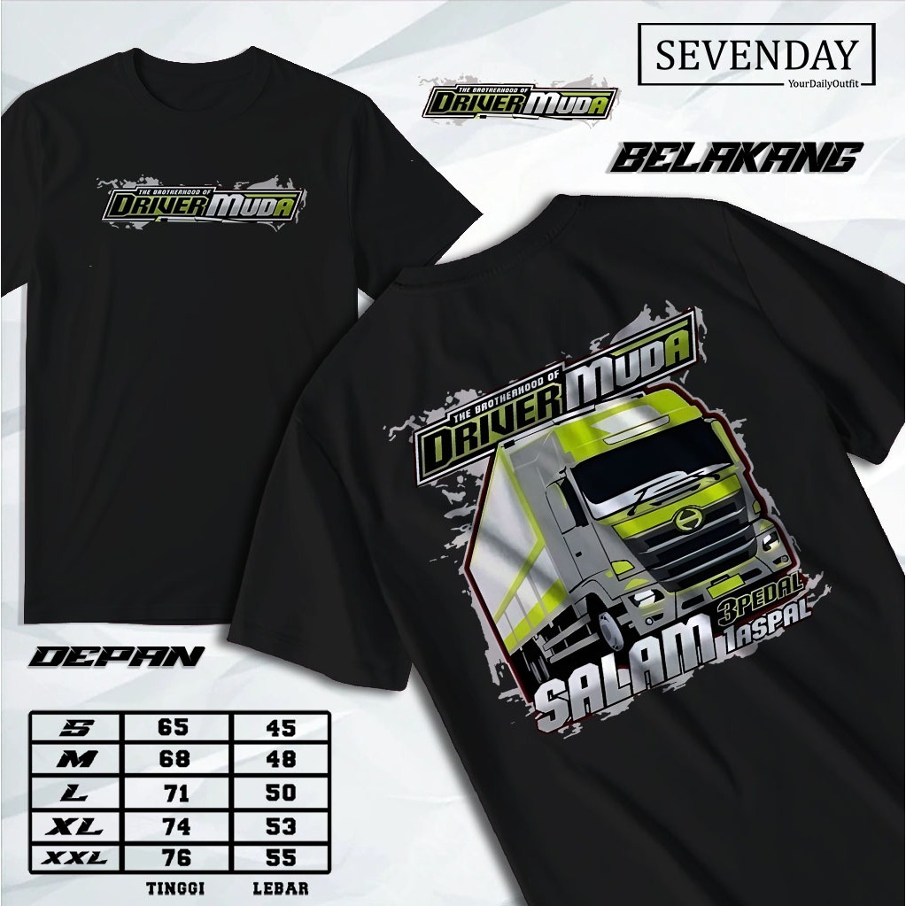 T-shirt Kaos  Driver Muda - Baju Distro Racing Kata Kata Driver Muda Truk - Kaos Distro Premium