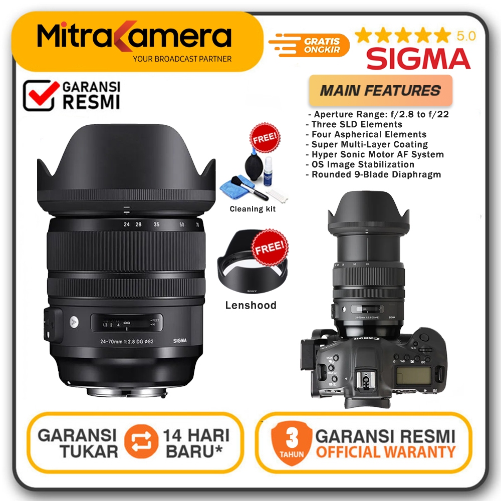 SIGMA 24-70mm F/2.8 DG OS HSM Fullframe Lens for Canon Garansi resmi