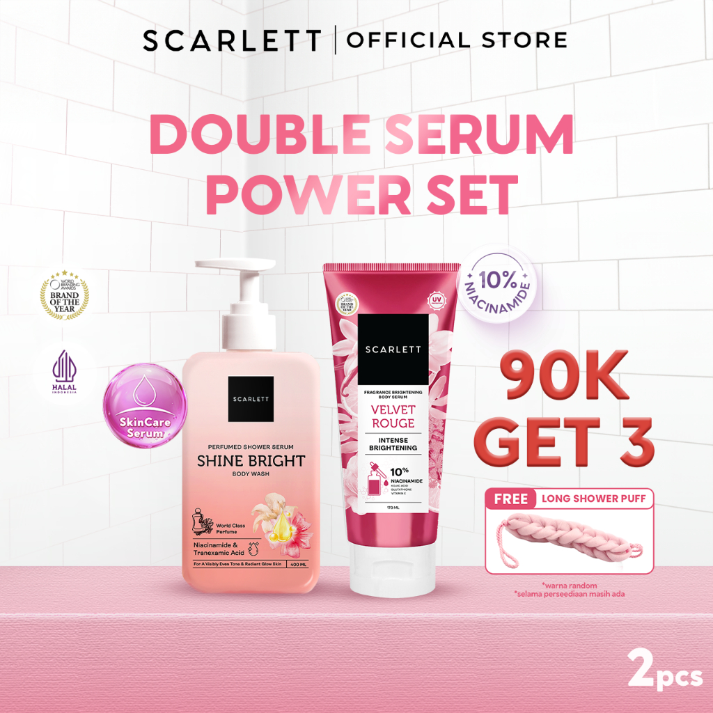 SCARLETT Double Serum Power Set - Fragrance Brightening Body Serum & Perfumed Shower Serum | Meratak