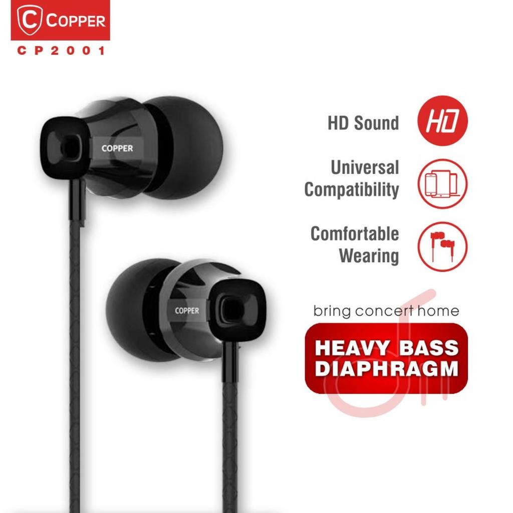 Copper Heavy Bass Cp2001 Series Earphone Headset Handsfree