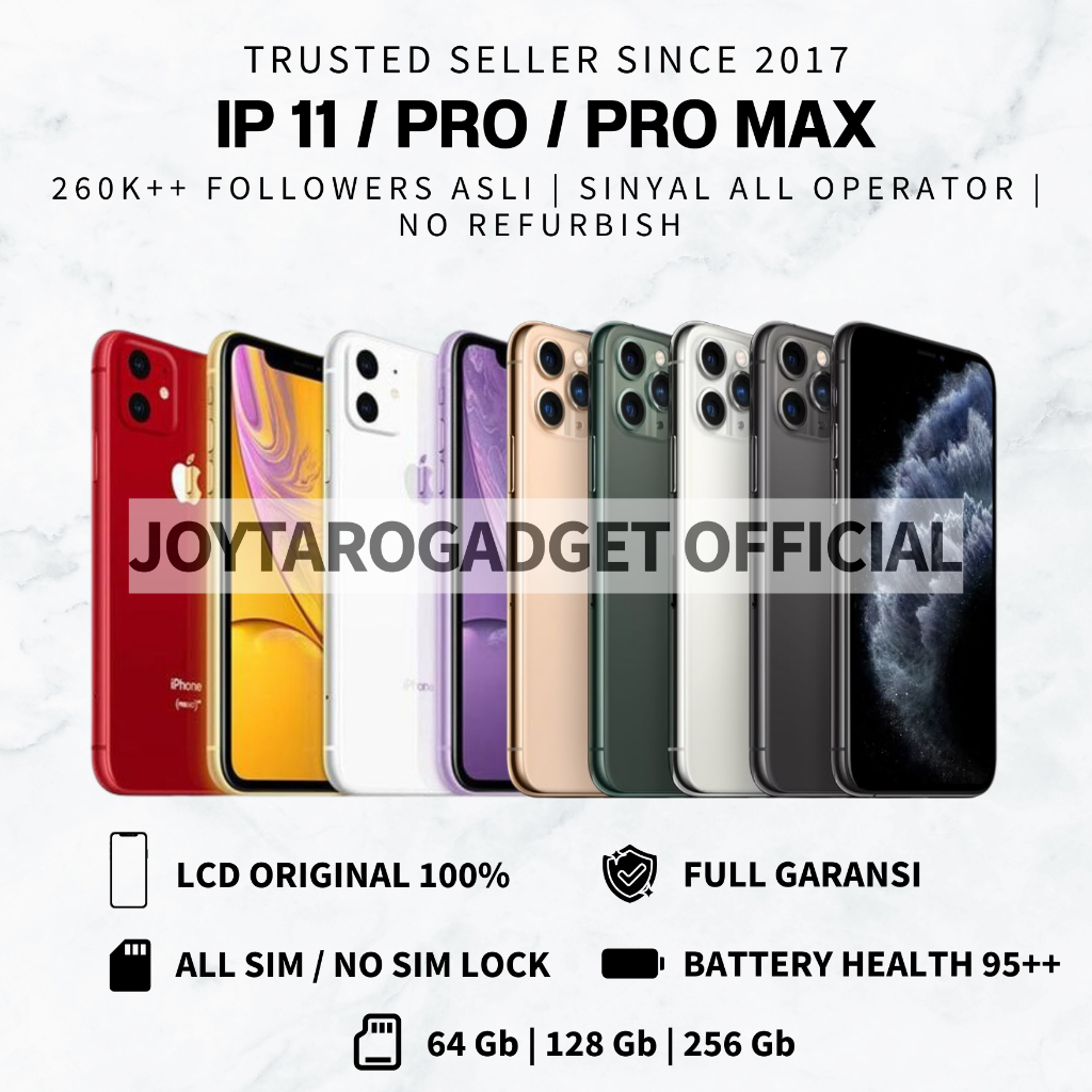 iPhone 11 - 11 Pro - 11 Pro Max 64gb 128gb 256gb second fullset Lcd Original 100% No Rekondisi No Re