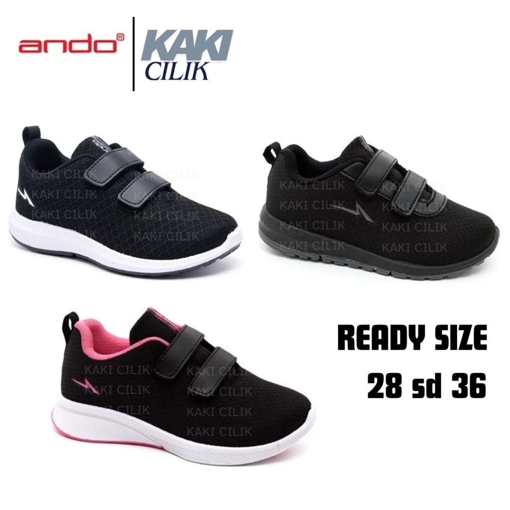 Sepatu Sekolah Anak Ando Perekat 28-36 Sneakers PAUD TK SD SMP Pria Dan Wanita KAKICILIK