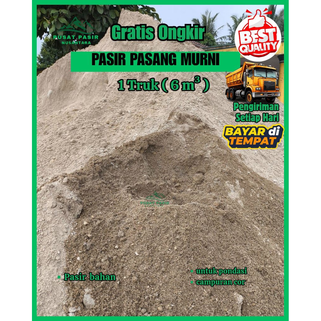 Pasir rumah bangunan / Pasir bangunan / Pasir pasang 1 truk / Pasir Cilegon 1 truk