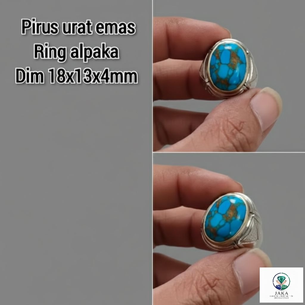 cincin pirus Mesir biru urat emas