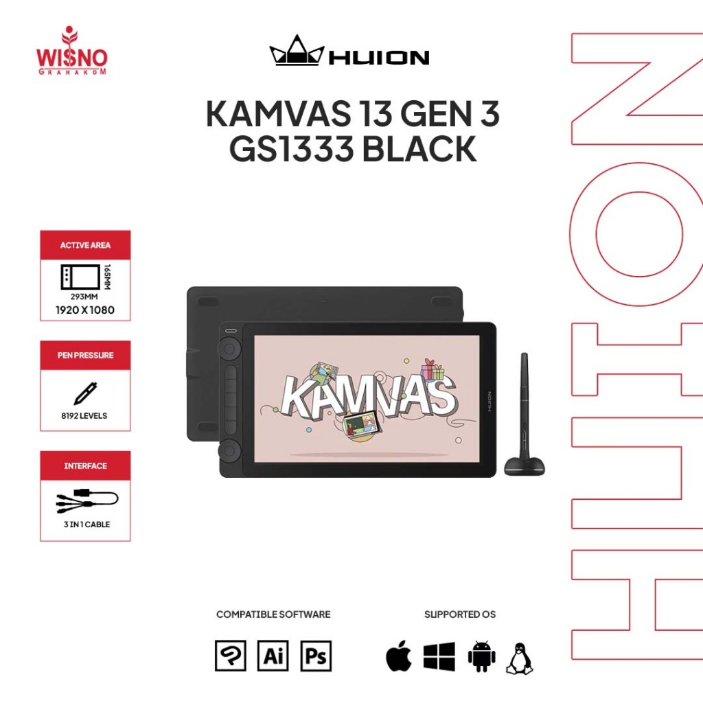 Huion Kamvas 13 Gen 3 Pen Tablet Display Garansi Resmi