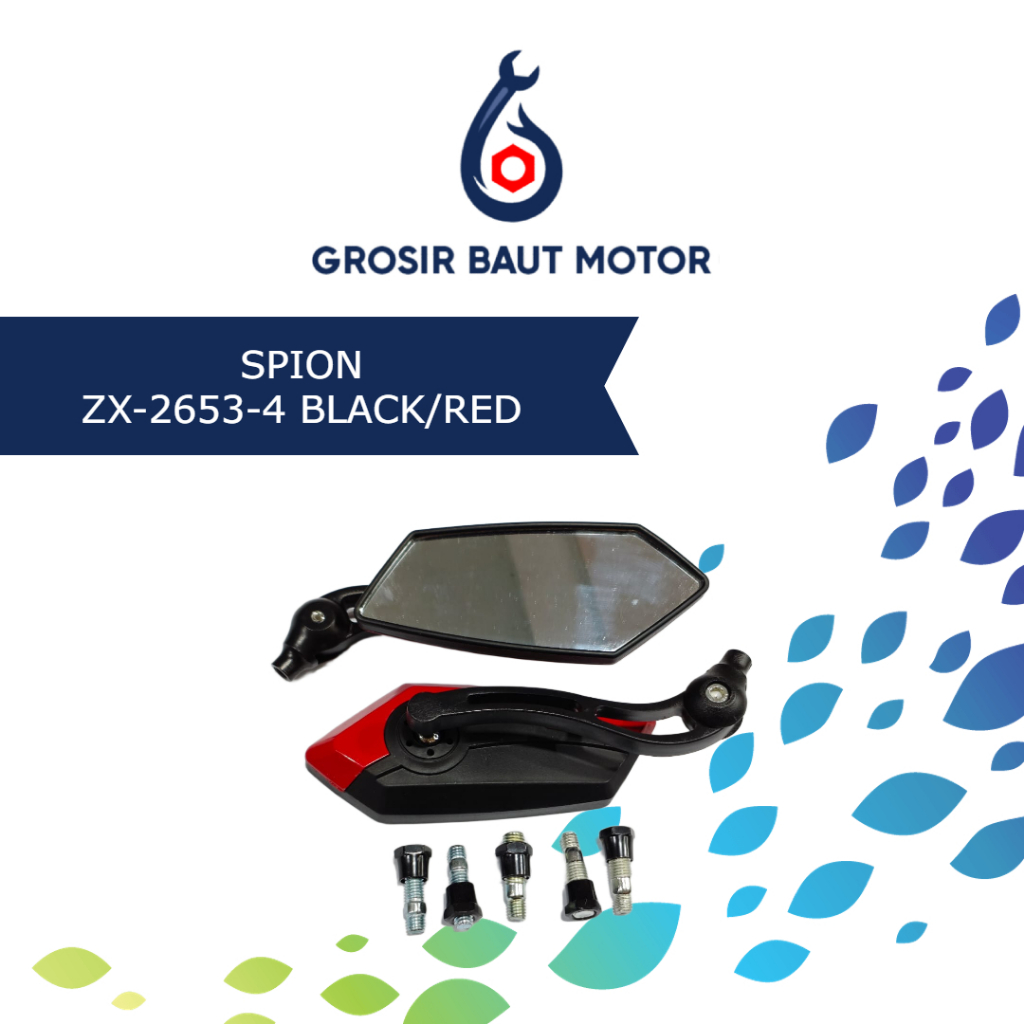 Spion Variasi Universal + Baut + Bosh ZX-2653-4 ( BLACK-RED ) Spion Variasi Universal 1 Set Kanan Ki