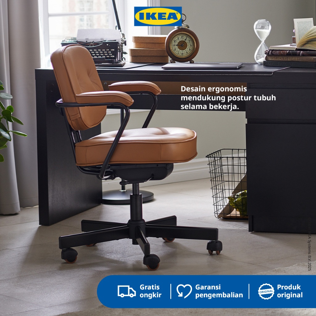IKEA ALEFJALL Kursi Kantor / Belajar Ergonomis Dapat DIputar Emas-Cokelat