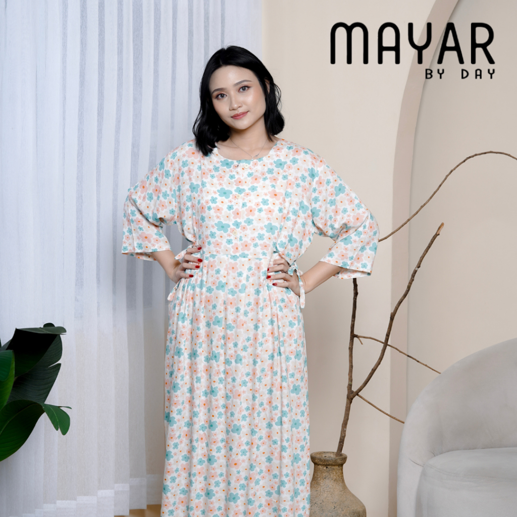 MAYAR Daster Dress Busui Friendly Lengan Pendek Rayon Motif Premium SEIKA DRESS 7/8 Series