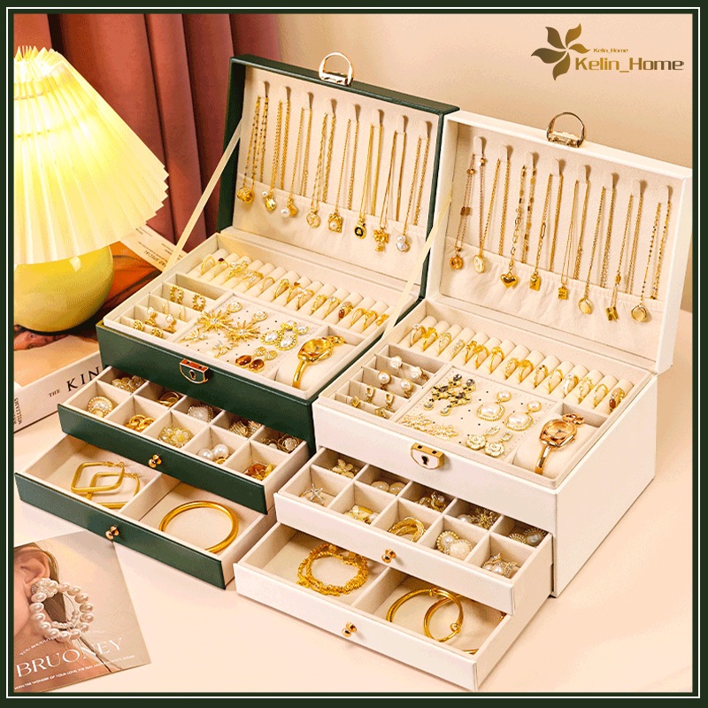 Kotak Perhiasan Jewelry Box Display Penyimpanan Anting rak Kotak Tempat Perhiasan Kotak Cincin Kalun