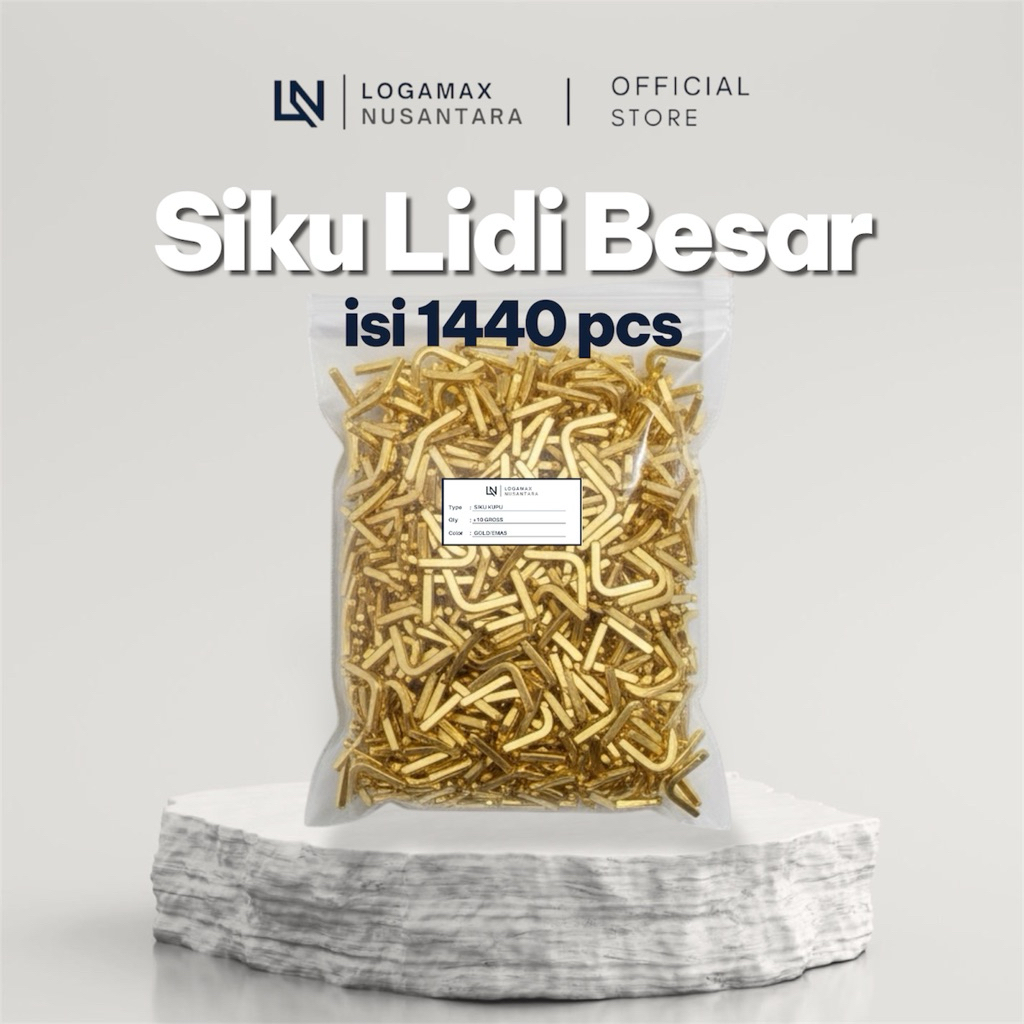 (10 GROSS / 1440 PCS) SIKU LIDI BESAR EMAS LOGAMAX/ SIKU SUDUT BUKU / SIKU BUKU WISUDA / SIKU BUKU Y