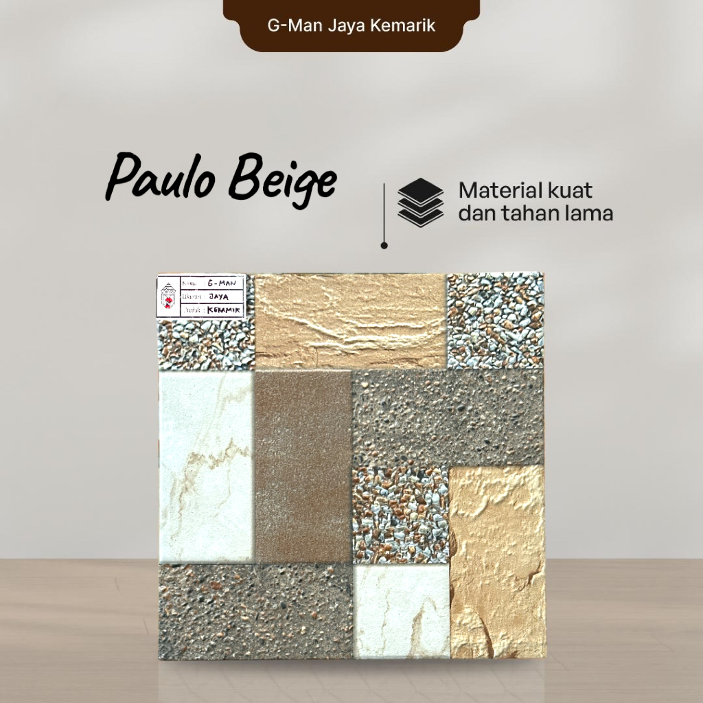 Keramik Lantai Kasar 40x40 Paulo Beige Keramik Mulia Ceramic Garasi/Carpot Grade A Isi 4pcs