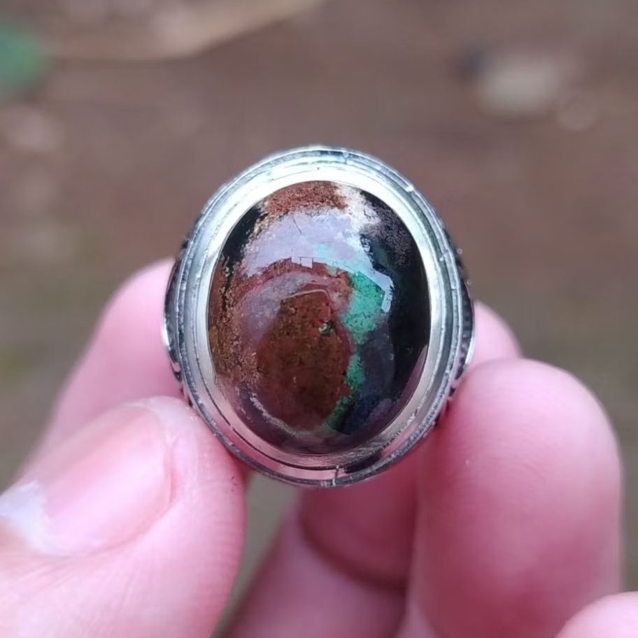 (BISA COD) Cincin Batu Akik Pancawarna Garut Edong Klasik