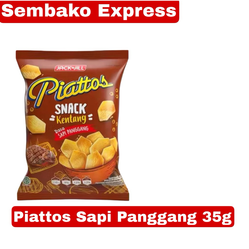 Piattos Snack Kentang Rasa Sapi Panggang 35g – Keripik Premium Renyah Gurih dengan Cita Rasa BBQ Sap