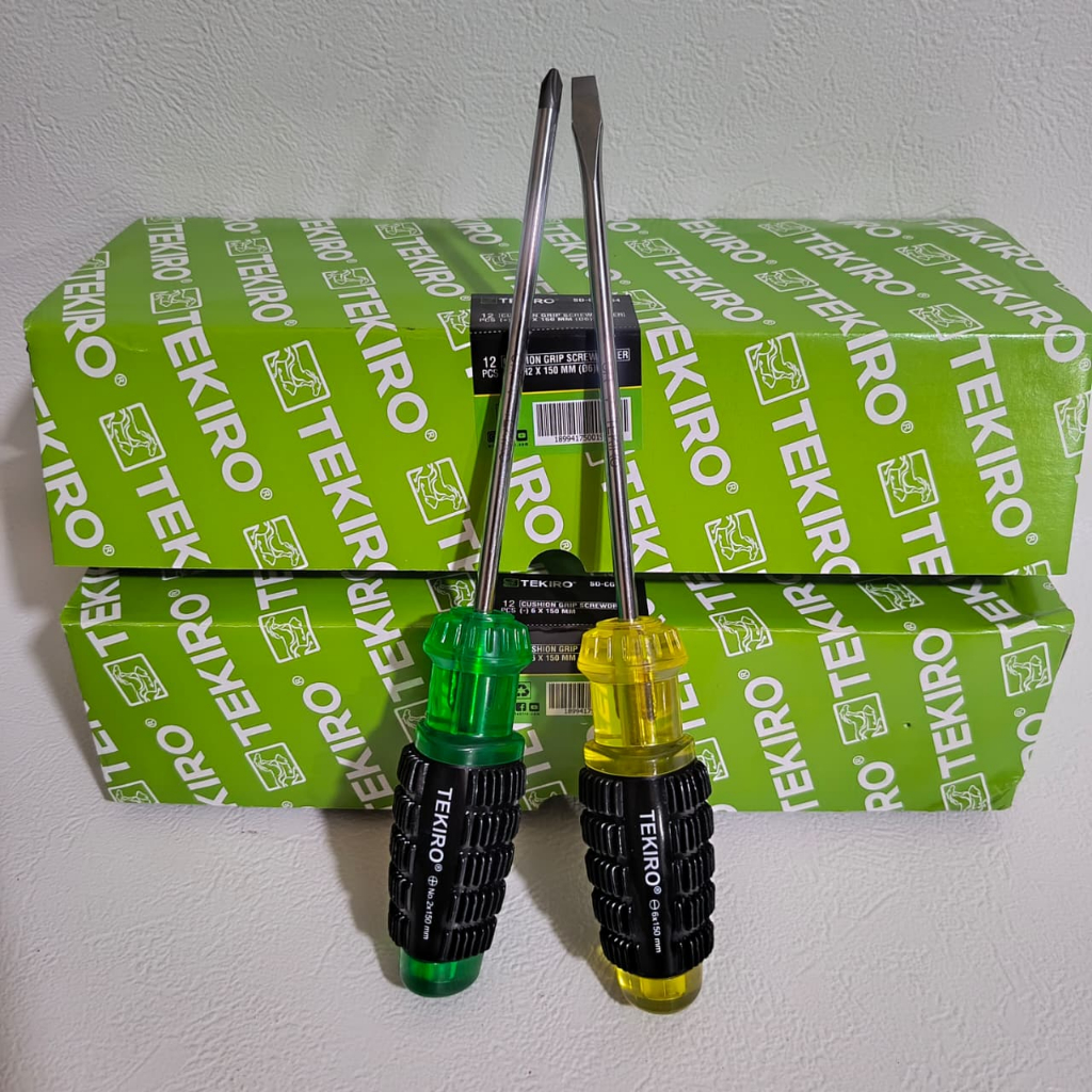 Obeng Tekiro 2pcs / Obeng Gagang Karet Plus (+) Dan Minus (-) / Cushion Grip Screwdriver / Obeng Mag
