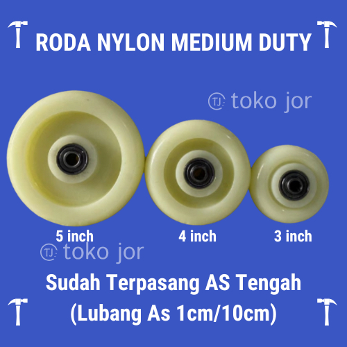 Roda Nylon Wheel Only Eceran (1 Pcs) - Roda Pengganti Troli Etalase Lori 3" 4" 5" XpTool