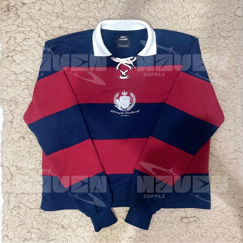 [100% ORIGINAL] DRIFT COLONY OXFORD STRIPE RUGBY
