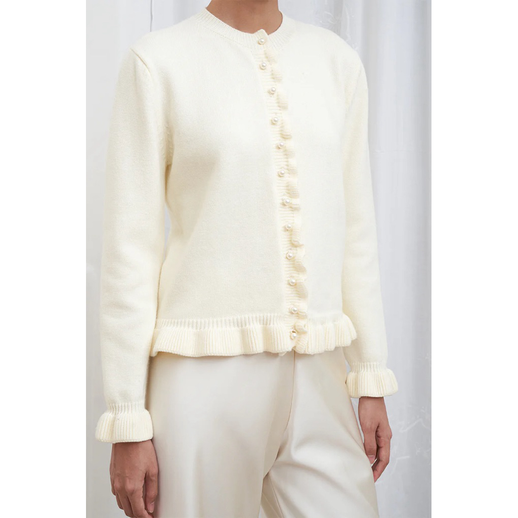 [ Preloved ] DUMA OFFICIAL  - RUCHE CARDIGAN | CREAM