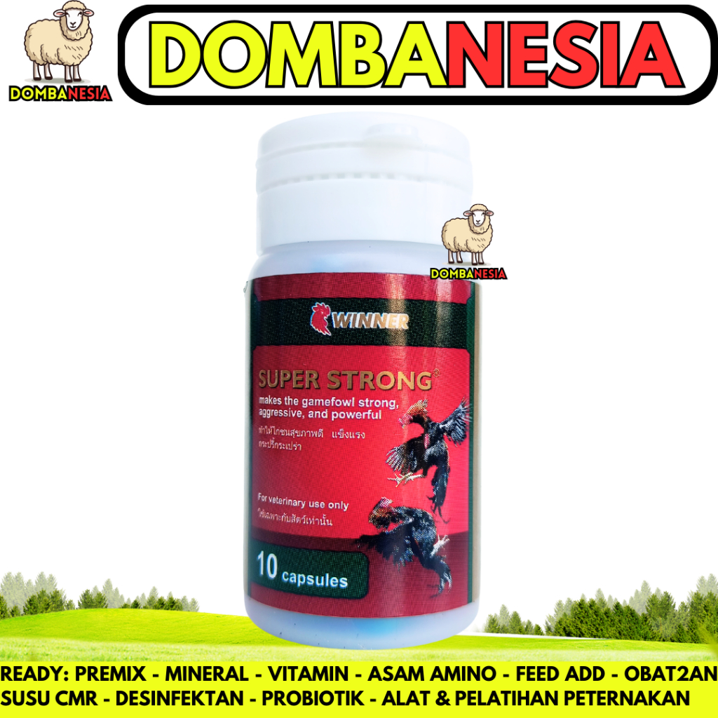 SUPER STRONG 10 KAPSUL (1BOTOL) - Vitamin Ayam Aduan - Jamu Ayam Aduan Laga Tarung Bangkok - Supleme