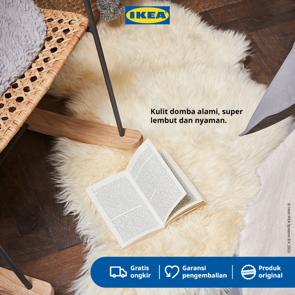 IKEA ULLERSLEV Karpet Kulit Domba Serbauguna Putih Pudar  85cm