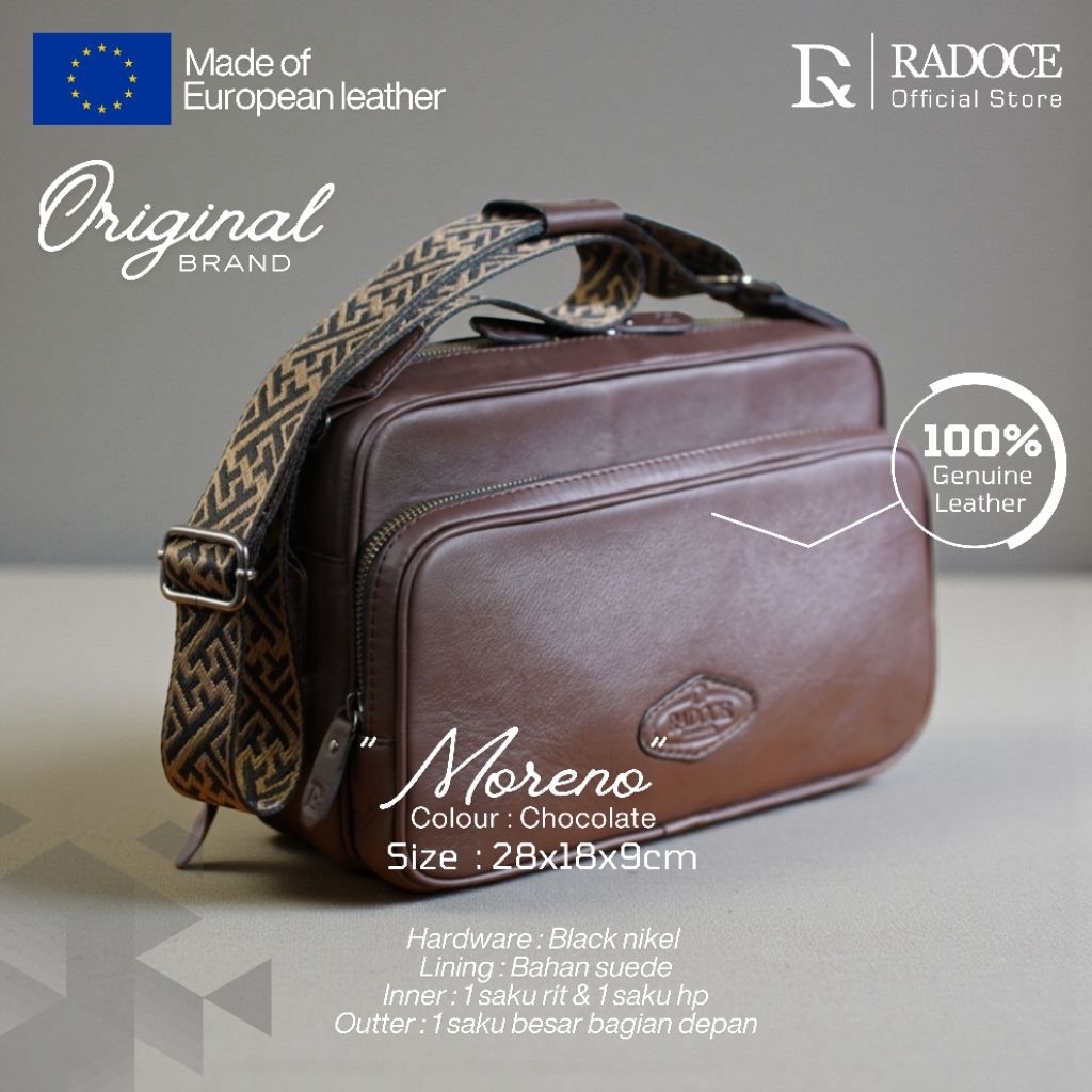 Radoce Bags - Tas Selempang Unisex - Tas Kulit Sapi Asli - Moreno