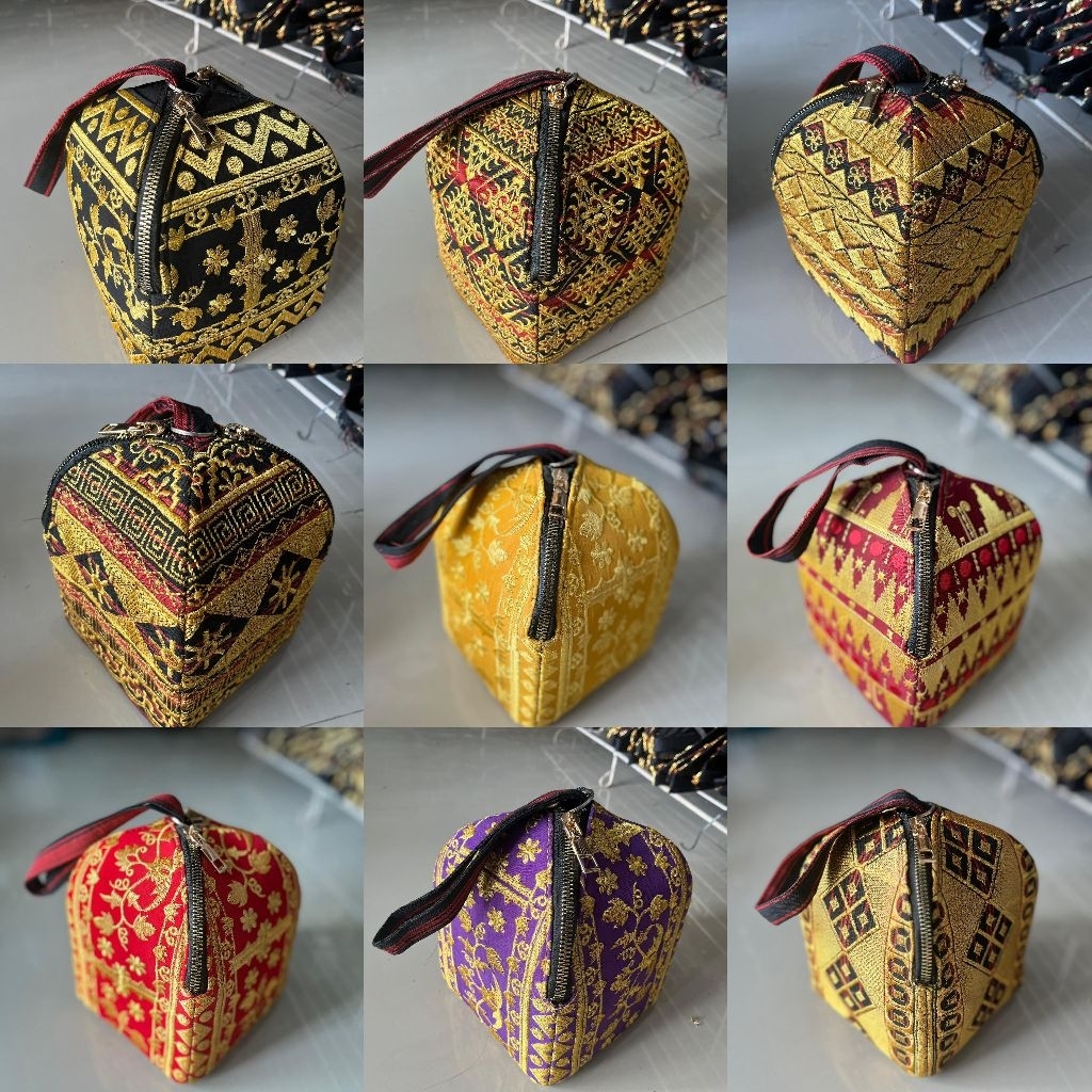 Tas etnik sangkar pesta cantik motif tapis lampung Bordir