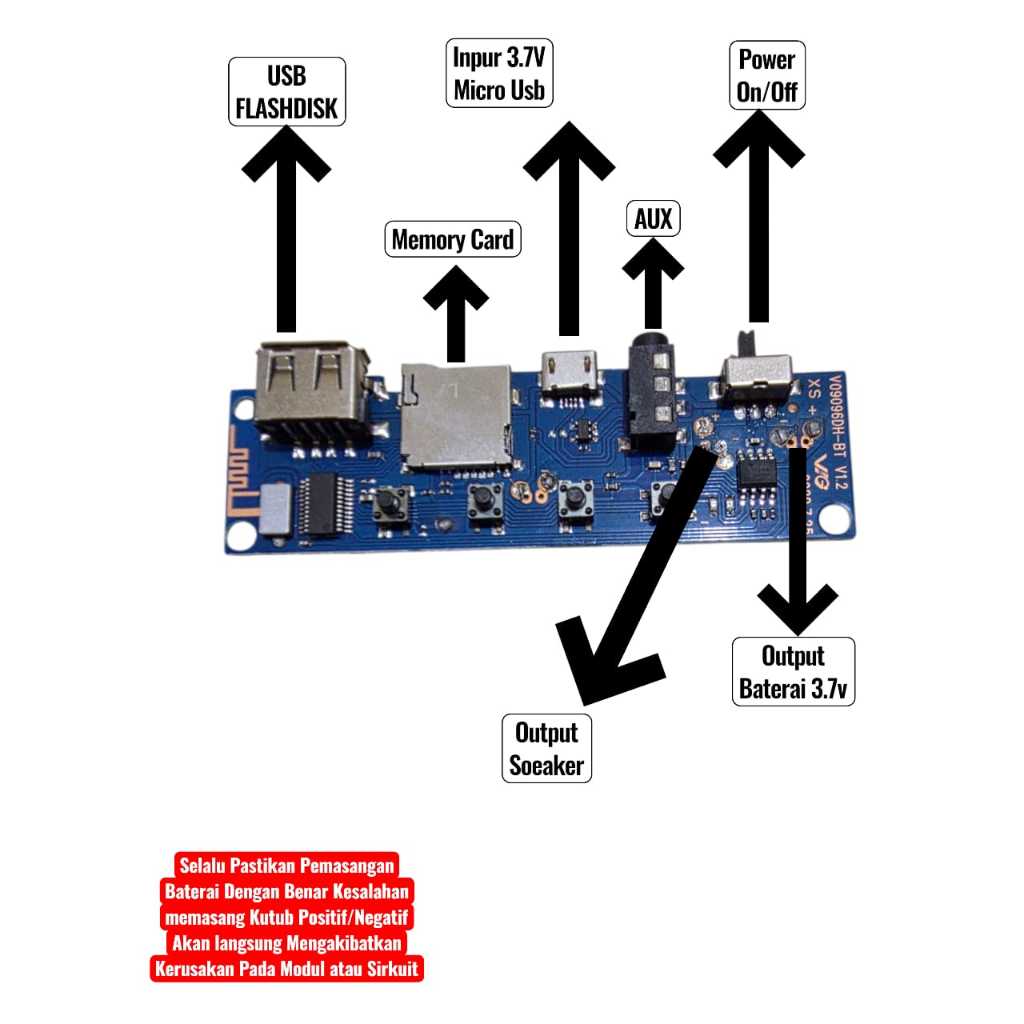 MODULE MODUL MP3 BLUETOOTH 3.7V-5V MODUL MUSIK BOX BT COPOTAN RADIO AUX FLASHDISK MEMORY CARD STEREO