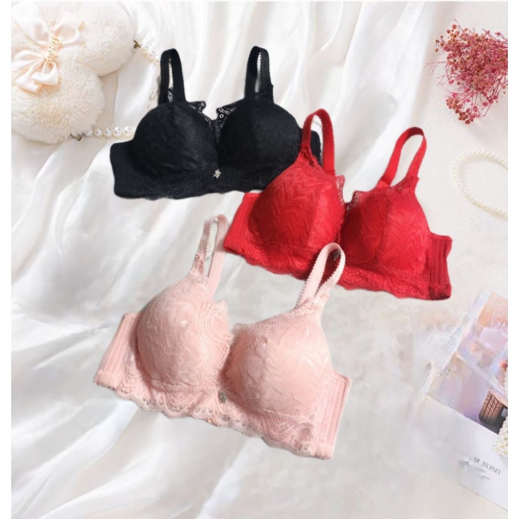 Bra Wanita Kawat Busa Tebal ± 3-4cm Kait 3 Bh Push Up/Pakaian Dalam Wanita  Penekan Lemak bh 2996