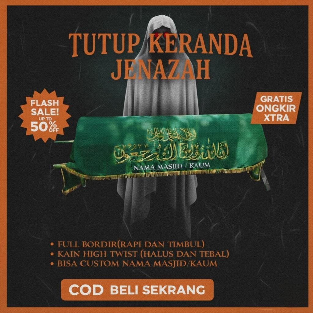 KAIN PENUTUP KERANDA JENAZAH FULL BORDIR