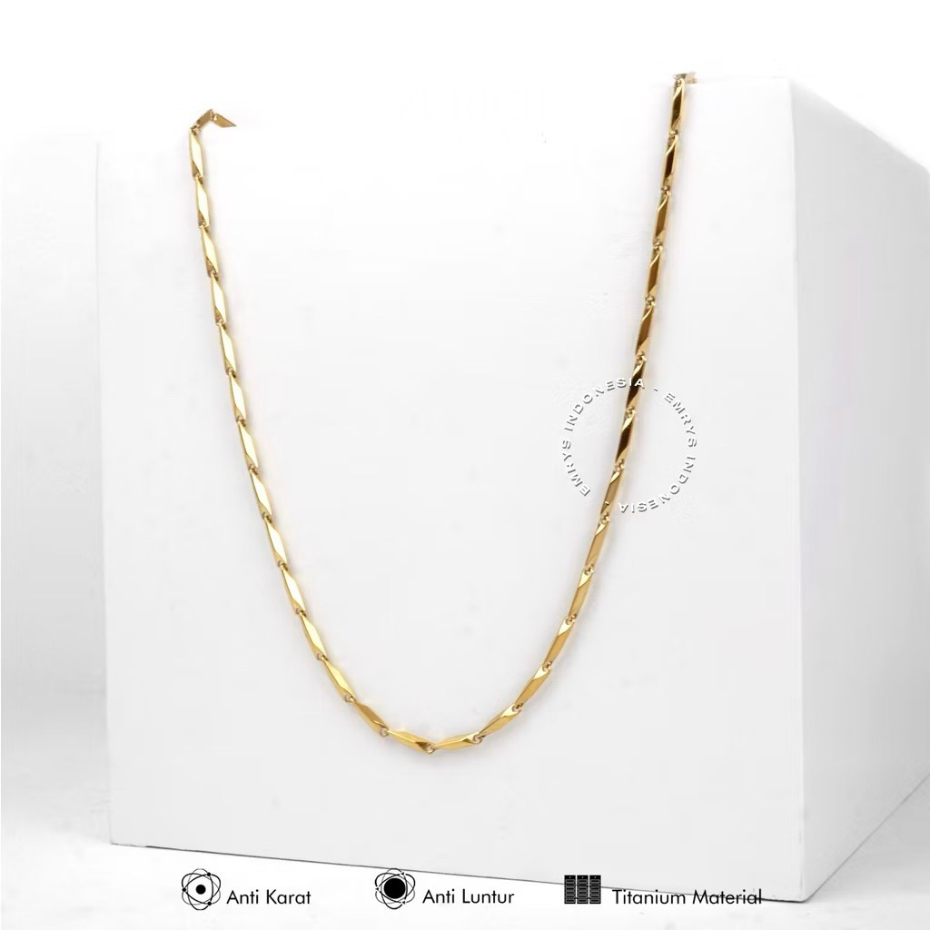 KALUNG TITANIUM MODEL PADI WARNA EMAS ANTI KARAT