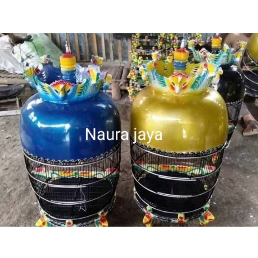 (KARGO) KANDANG SANGKAR PERKUTUT MAHKOTA MERAK POLOS METALIK