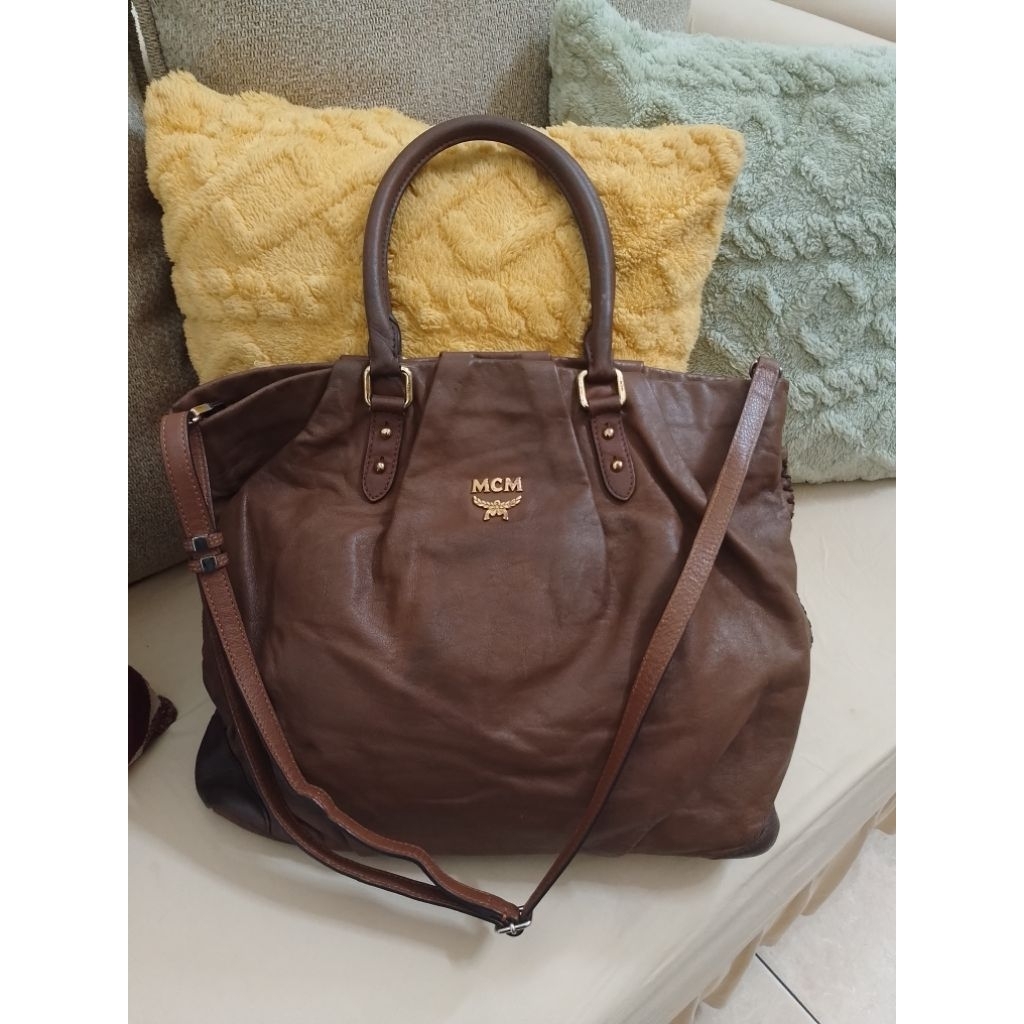 MCM Leather Hand Bag With Long Strap