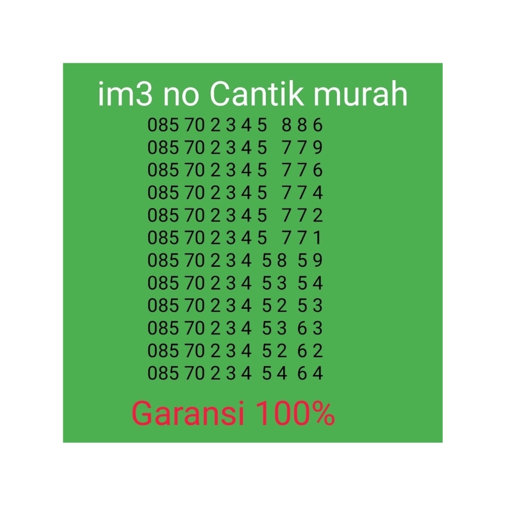 im3 no Cantik murah