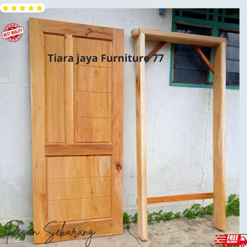 Ready stock daun pintu rumah dan kusen 1set kayu mahoni