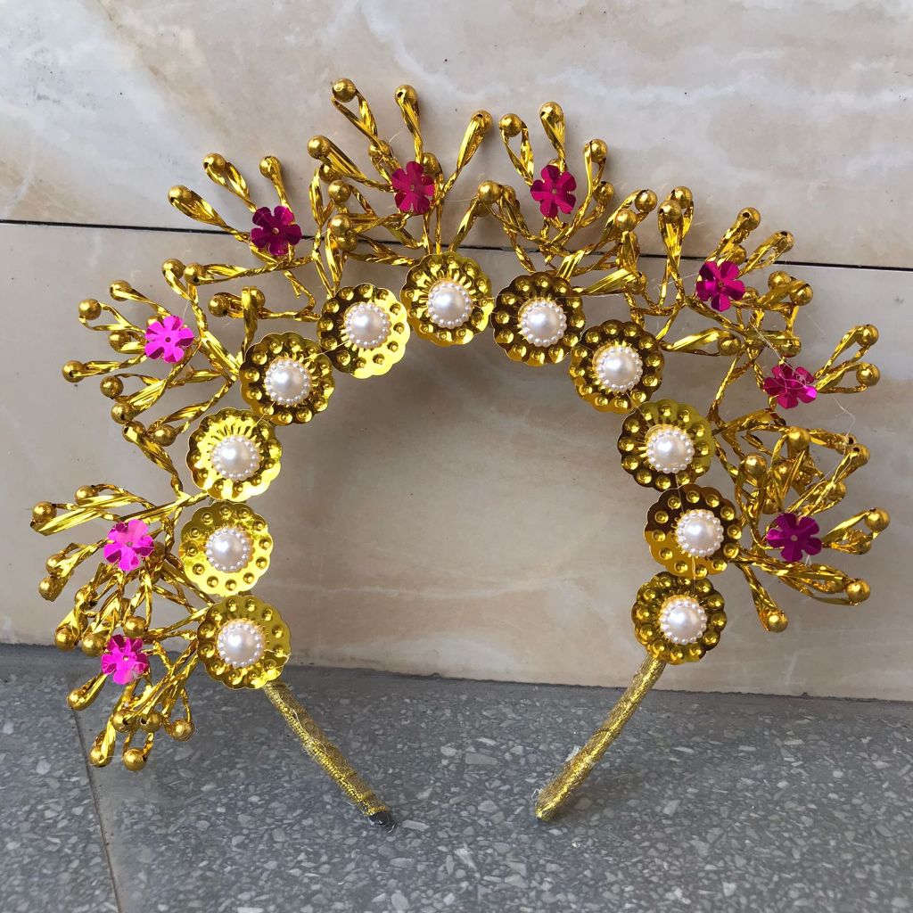 Bando Bunga Mote Gold/Bando karnaval/Bando Tari Bunga Pepaya